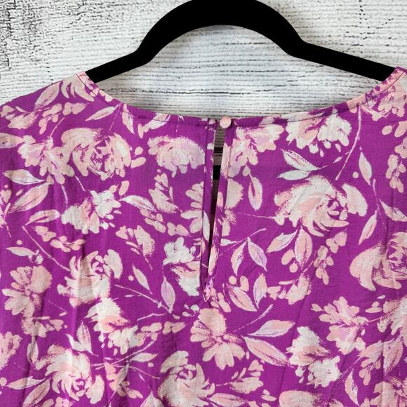 Emily Wonder Plus Size Purple & Pink Floral Spring Blouse Size 1X - Picture 4 of 8